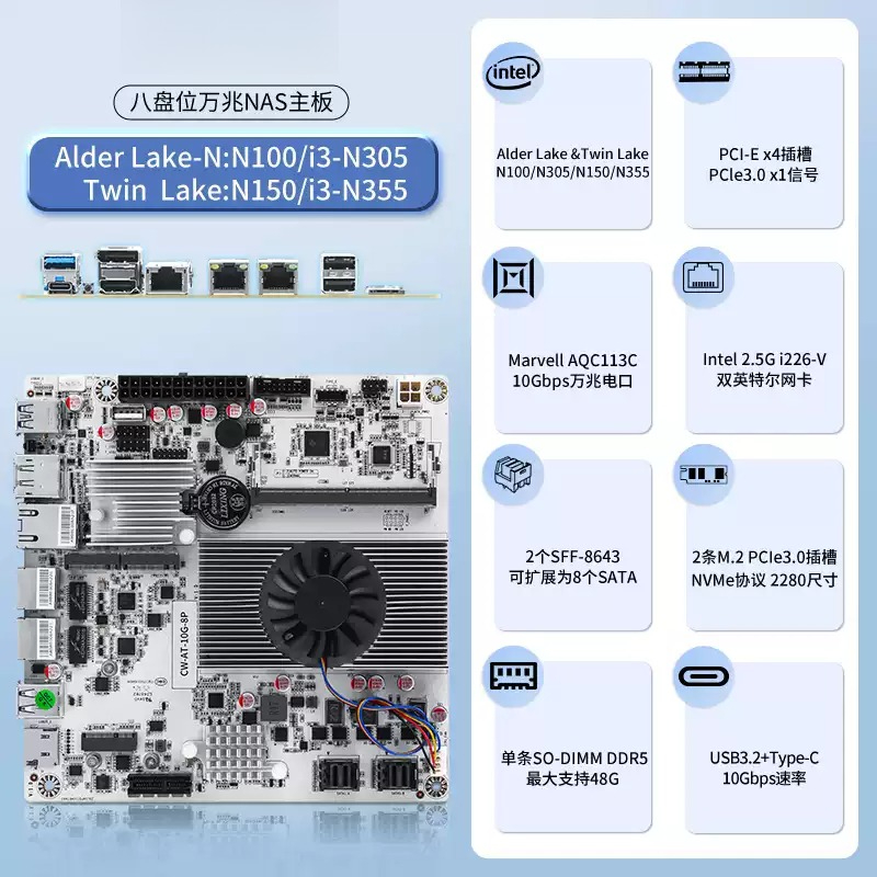 เมนบอร์ด NAS 8 ช่องใส่ฮาร์ดดิส - Nas Motherboard 8 Sata Mini Itx บทวิจารณ์และราคา