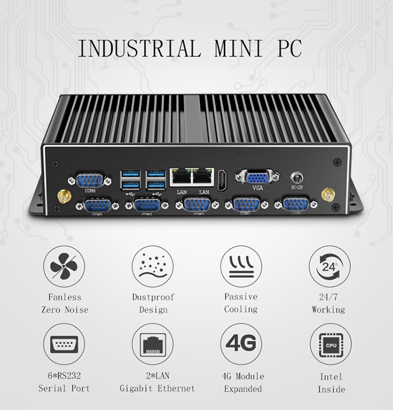 มินิพีซีอุตสาหกรรมแบบไร้พัดลม  - Fanless Industrial Pc Rs485 Core I7 บทวิจารณ์และราคา